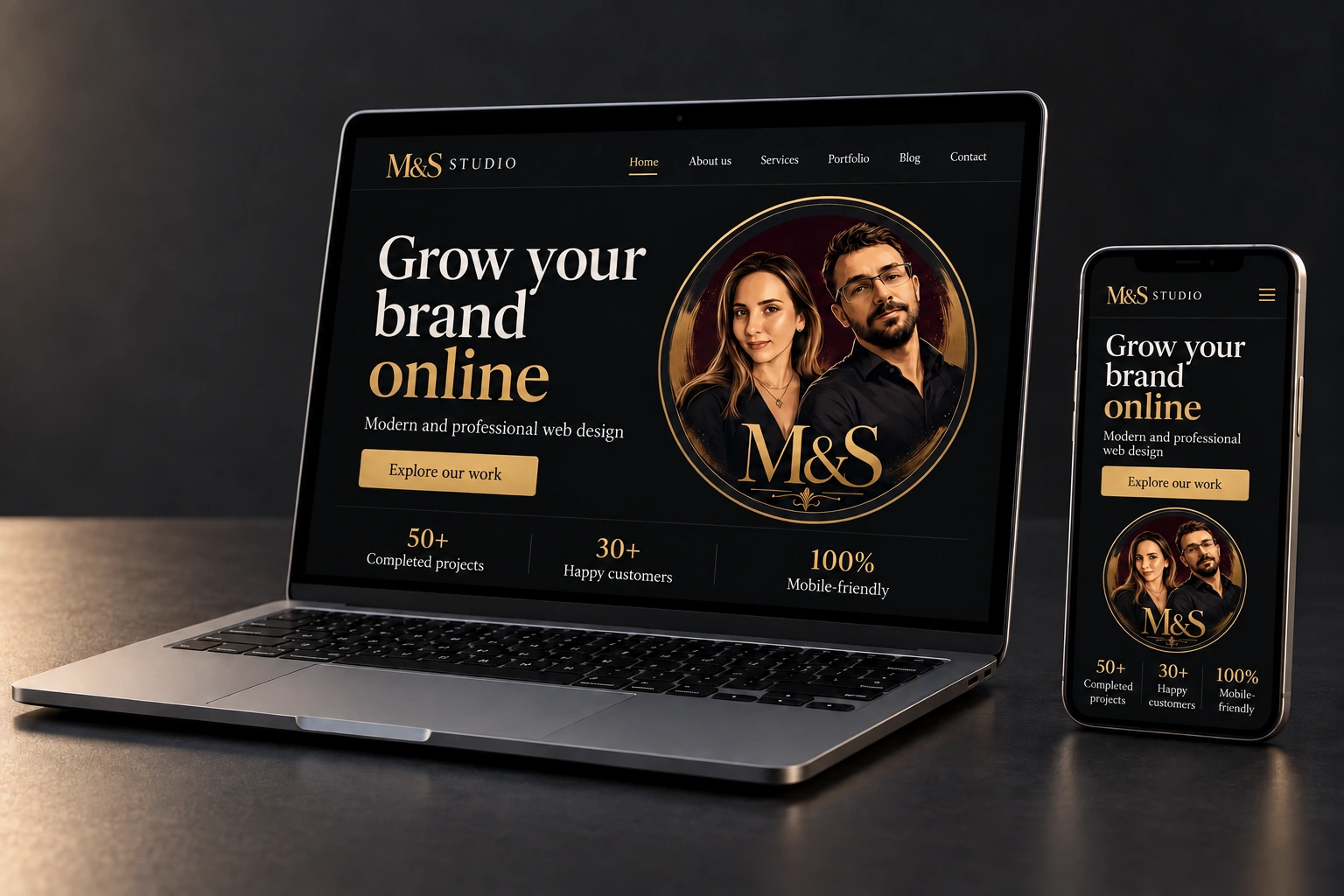 M&S website displayed on a laptop and phone
