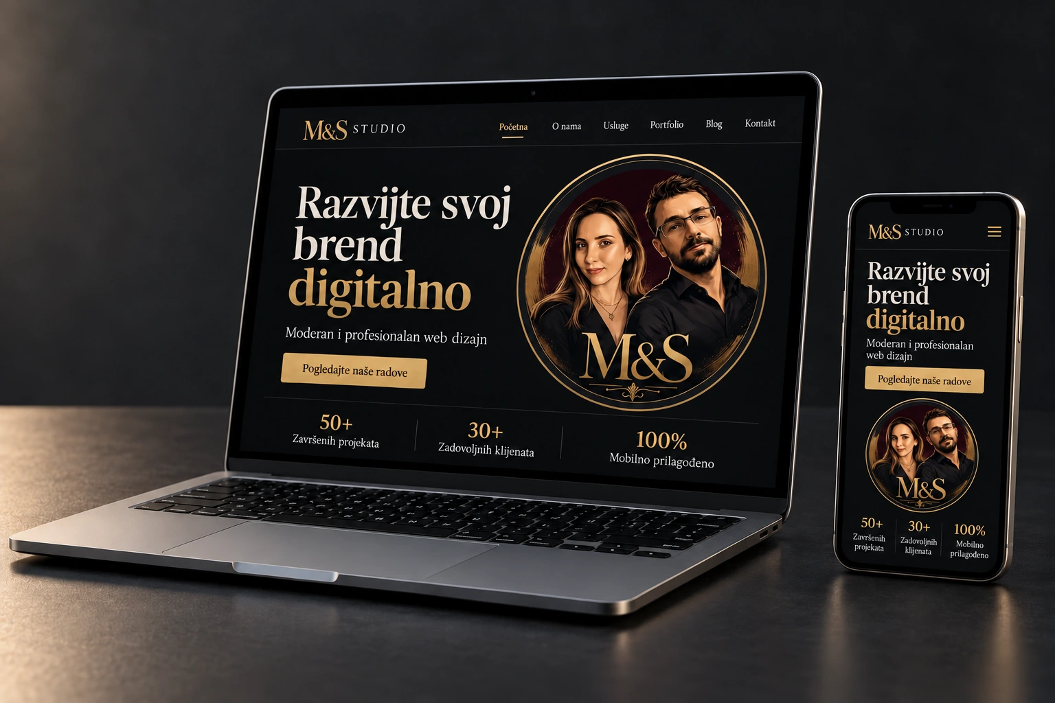 M&S sajt prikazan na laptopu i telefonu